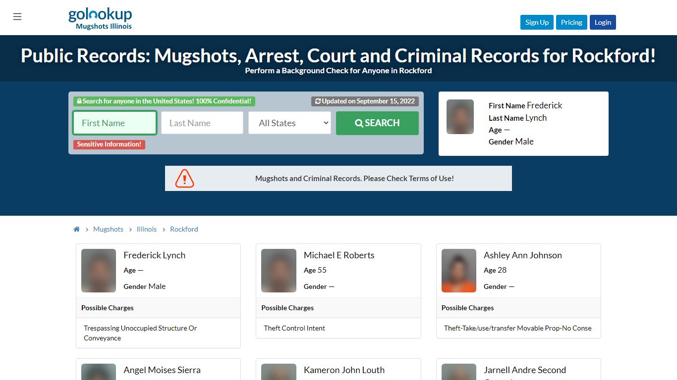 Mugshots Rockford, Arrest Records Rockford - GoLookUp